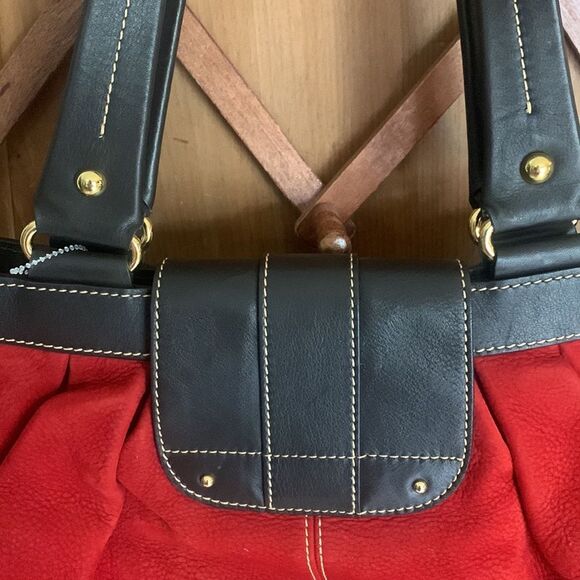 Dooney & Bourke red suede leather satchel bag - Picture 6 of 12